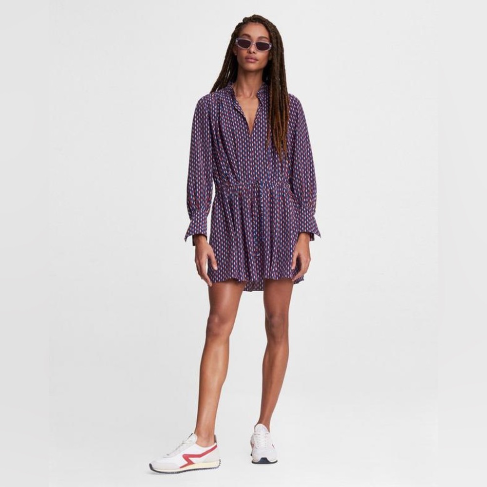 Rag & Bone Carly Silk Long Sleeve Mini Casual Dress Size Small